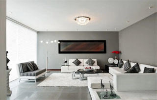 Exemplo que mostra o charme de uma sala de estar com decoração contemporânea